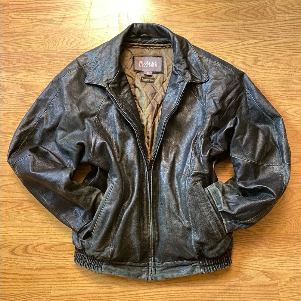 Distressed Wilsons Leather Black Jacket